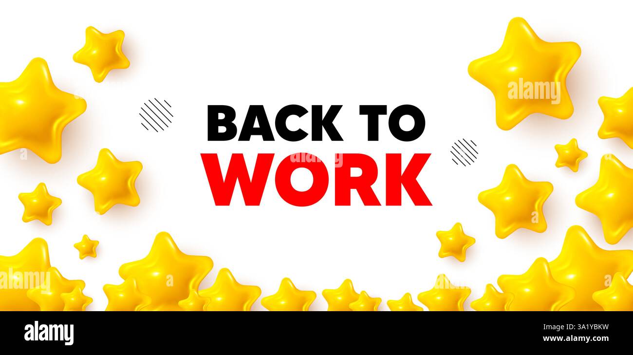 Zurück zur Arbeitsmarkierung. Stellenangebot. Siegerbanner mit 3D-Sternen. Vektor Stock Vektor