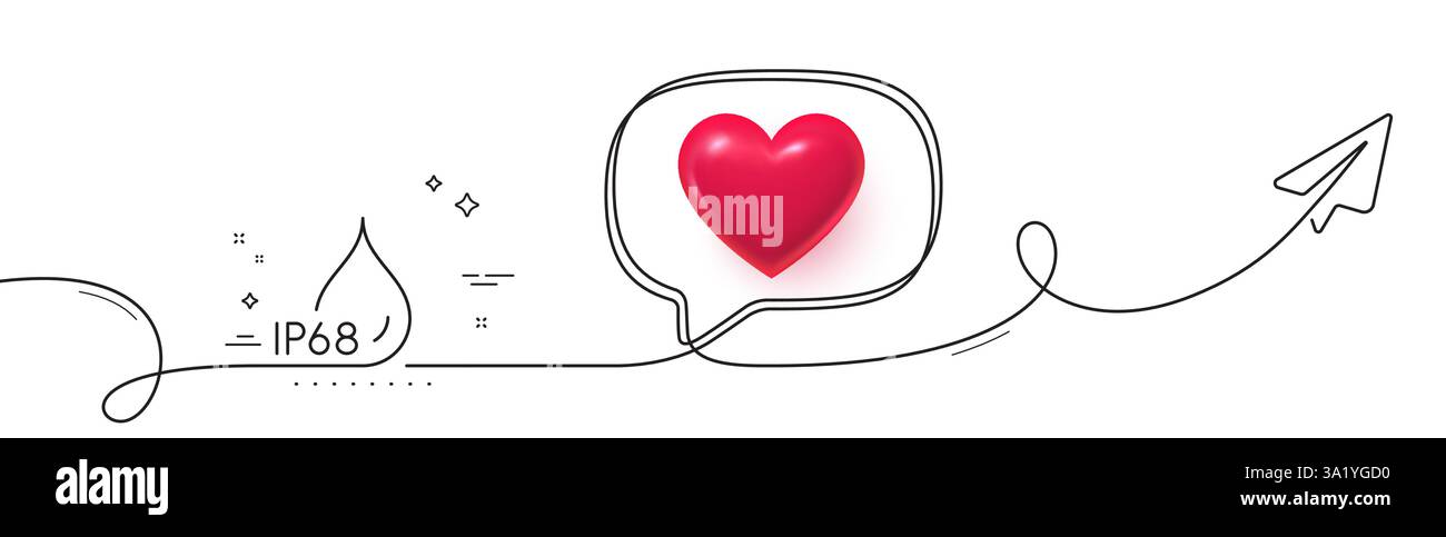 Symbol für wasserdichte Linie. Wasserabweisendes ip68-Zeichen. Durchgehende Linie mit Ebene. Vektor Stock Vektor