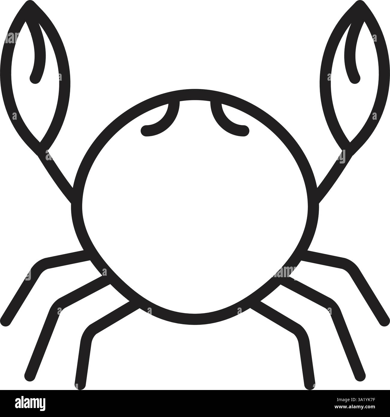 Schwarze Linie Krabbensymbol, einfarbige nautische Illustration des einzelnen Vektors, bearbeitbares Strichzeichen Stock Vektor