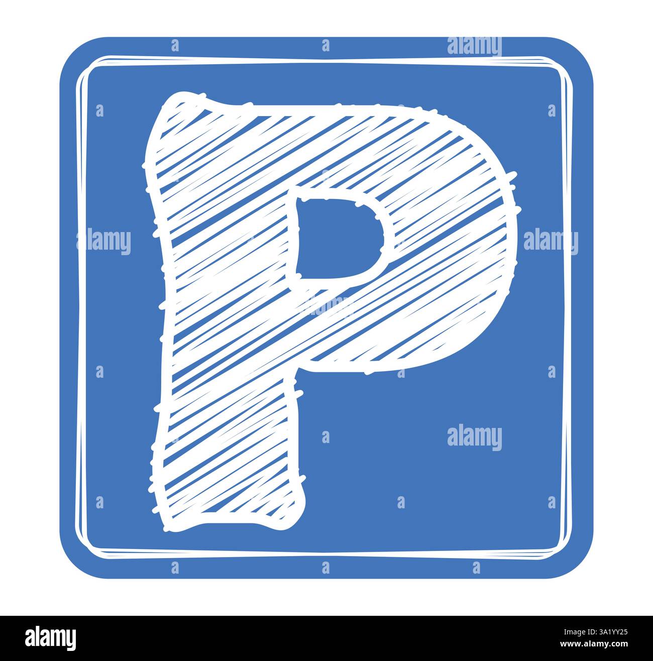 Symbol für Parkzonenzeichen Clipart. Öffentliches und privates Straßenschild in quadratischem blauem Schild Symbol Clip Art für Parkplatzsicherheitsvektor Stock Vektor