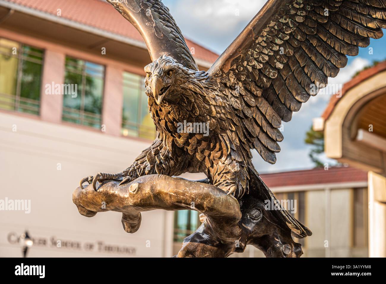 Bronzeadler-Skulptur vor der Candler School of Theology an der Emory University in Atlanta, Georgia. (USA) Stockfoto