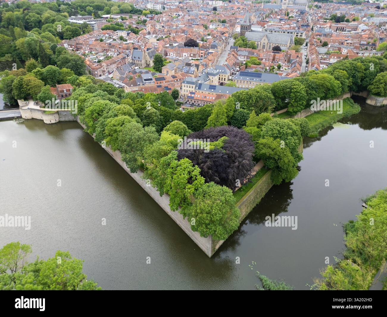 Bastion der Stadtmauern, Ypern, Belgien Stockfoto