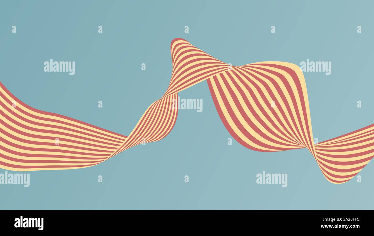 Abstrakter dynamischer 3D-Strichkurve Kunsthintergrund, pastellfarbiger Retro-Stil. Vektorabbildung Stock Vektor