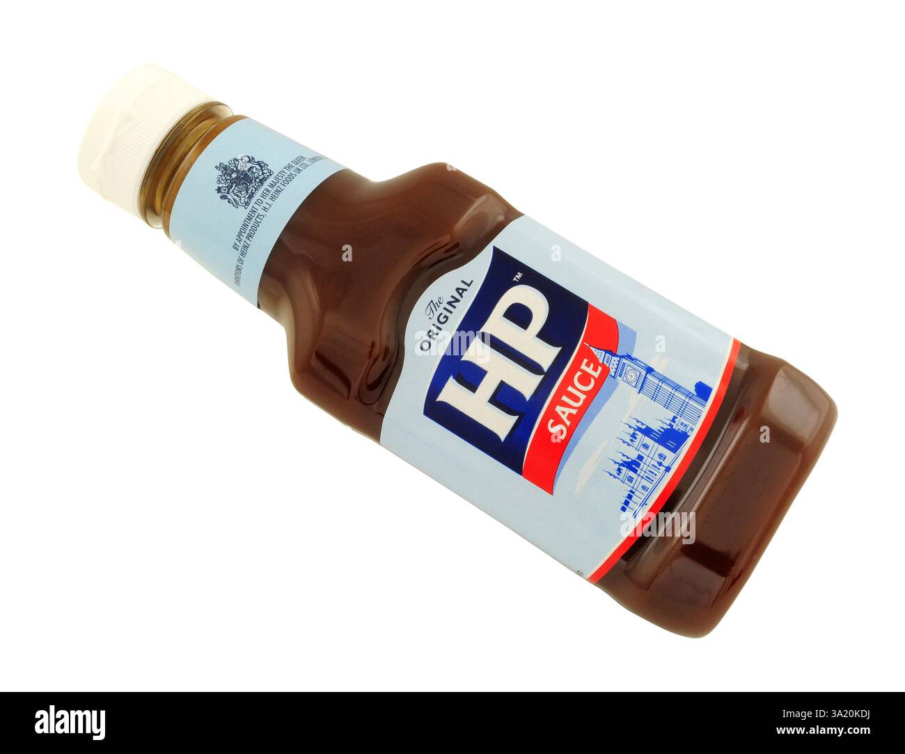 HP Original braune Soße in einer 285 g Plastikflasche. HP Soße wurde erstmals 1895 eingeführt Stockfoto