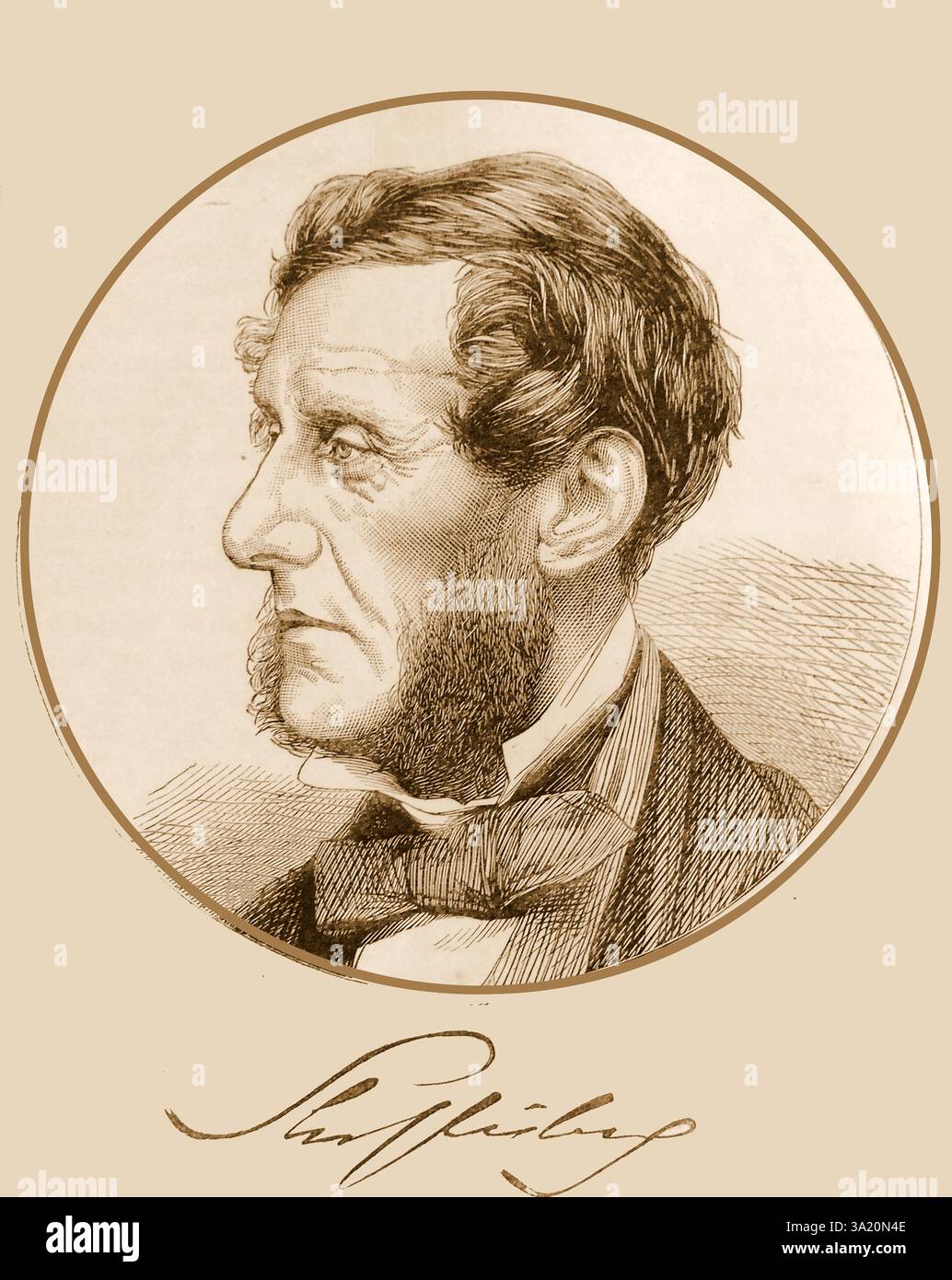Ein Gravurporträt von Lord Shaftsbury -Anthony Ashley-Cooper, 7. Earl of Shaftesbury KG (1801–1885) mit seiner Unterschrift. Der britische Tory-Politiker, auch bekannt als Lord Ashley, der ein Philanthropist war, und der Sozialreformer war bekannt als der „Poor man's Earl“, da er eine Reihe von Gesetzesvorlagen im parlament einführte oder unterstützte, um das Leben der arbeitenden Bevölkerung zu erleichtern. Außerdem war er Vizepräsident der Royal Society for the Prevention of Grausamkeit to Animals Stockfoto
