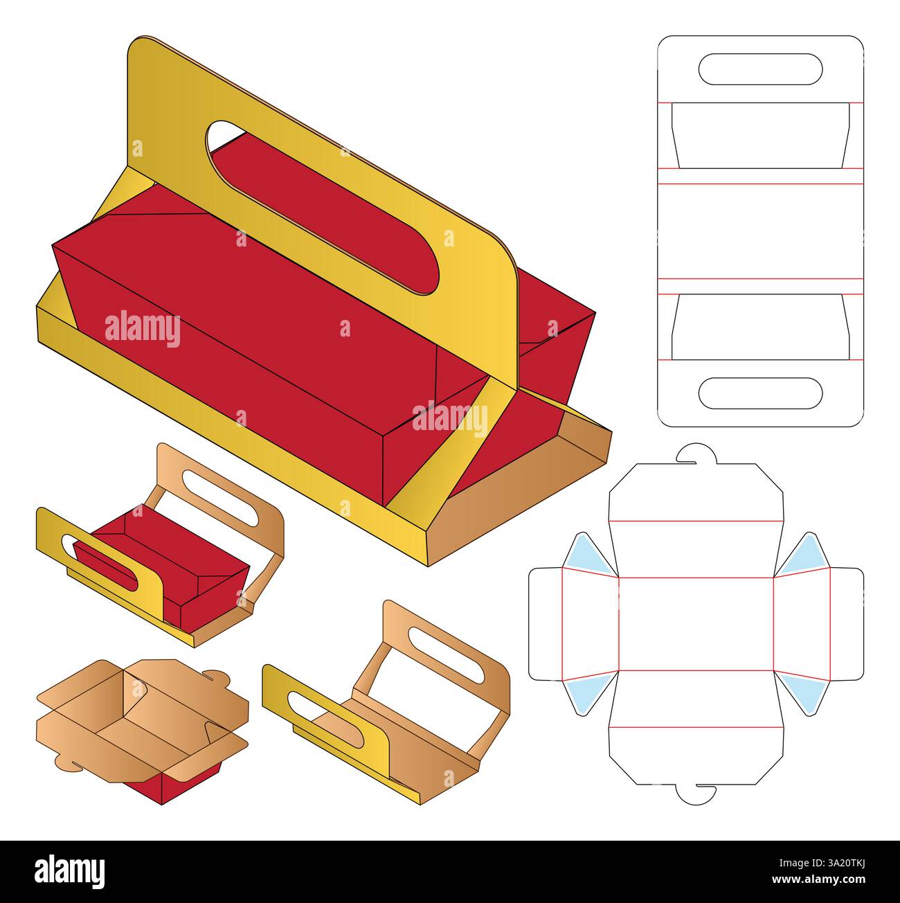 Box Verpackung die cut Template Design. 3d Mock-up Stock Vektor