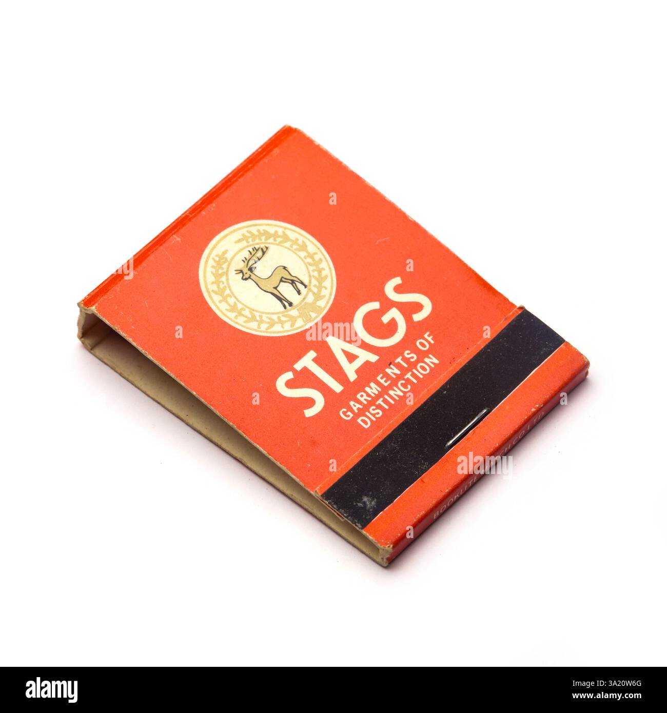 Stags-Kleidung 1960er Jahre alte Streichholzbuch Stockfoto