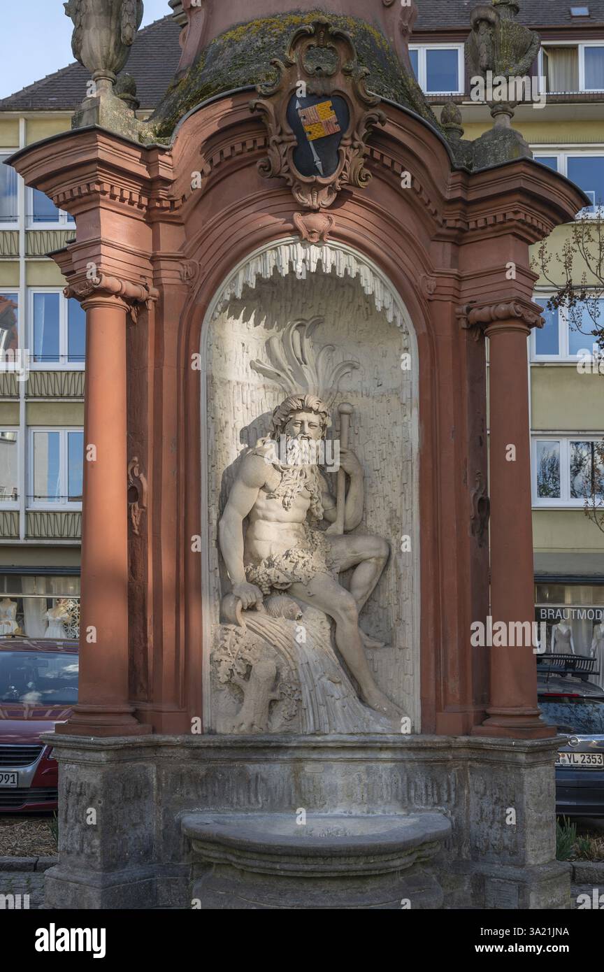 Chronos-Brunnen in der Hofstraße, angelegt um 1770, Würzburg, Unterfranken, Bayern, Deutschland, Europa Stockfoto
