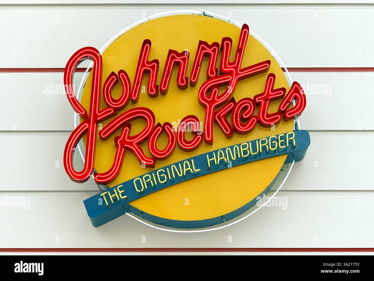 Johnny Rockets Markenlogo. Stockfoto