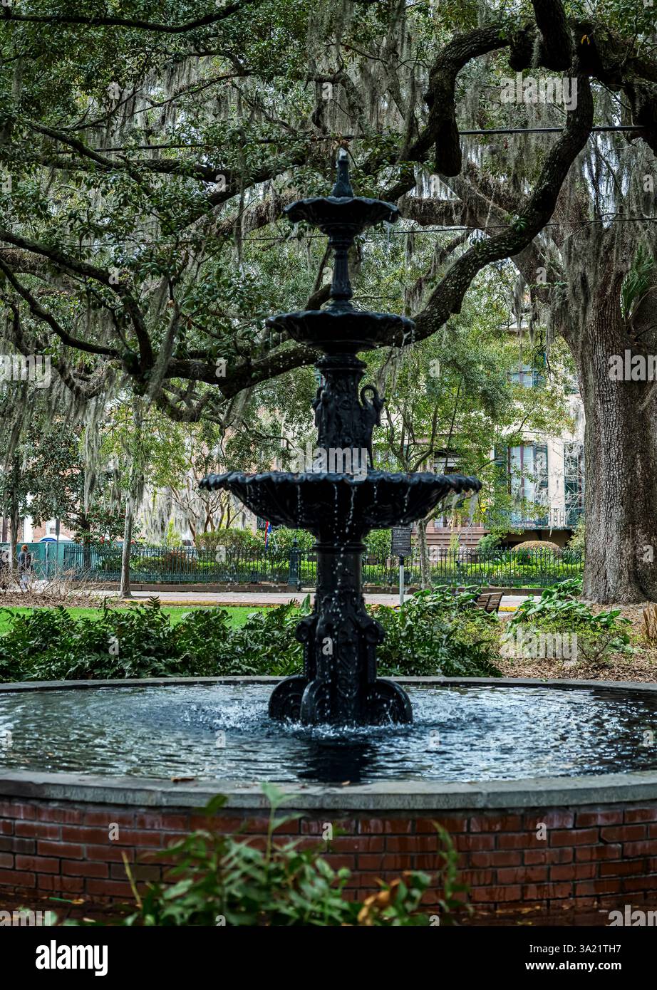 Bezaubernder südlicher Brunnen am Lafayette Square. Stockfoto