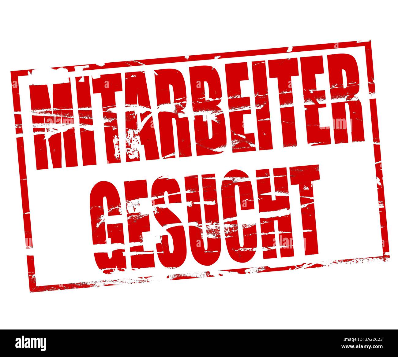 Digitales Composite. Roter Gummistempeleffekt mit dem Wort mitarbeiter gesucht Kollegen in deutscher Schrift in Impact Schriftart gesucht. Die demographische Entwicklung vieler Länder zeigt, dass in den kommenden Jahren mehr Menschen aus dem Erwerbsleben ausscheiden werden als in das Erwerbsleben einzusteigen, wodurch Arbeitgeber vor der Herausforderung stehen, ihre freien Stellen zu besetzen. Arbeit, Arbeit, Markt, Arbeit, Arbeitnehmer, rückläufig, Reduzierung, Reduzierung, Deutsch, Deutsch, Schweiz, Österreich, arbeit Stockfoto