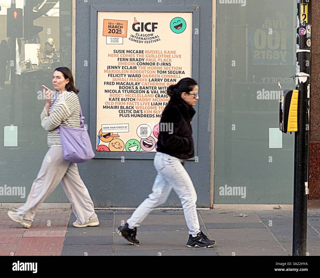Glasgow, Schottland, Großbritannien. März 2025. Das internationale Comedy-Festival in Glasgow begann mit der Eröffnung der Promotion. Credit Gerard Ferry /Alamy Live News Stockfoto