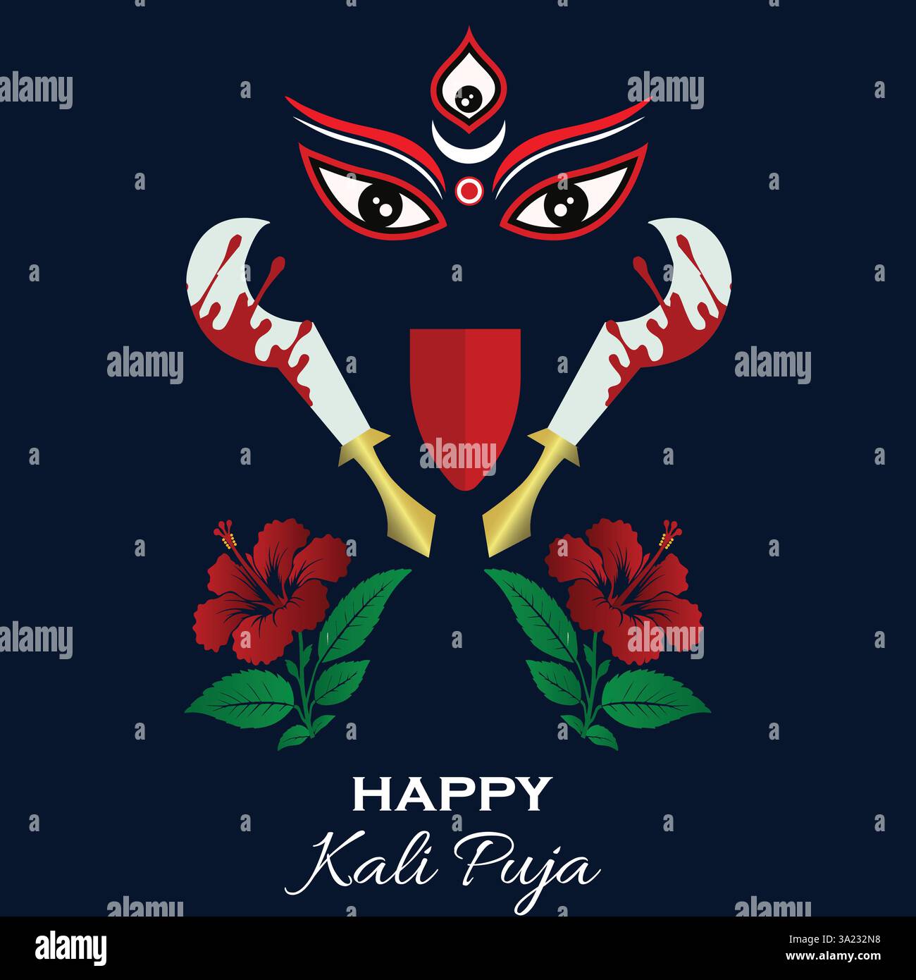 Fierce Divine – Göttin Kali Puja Art Stock Vektor