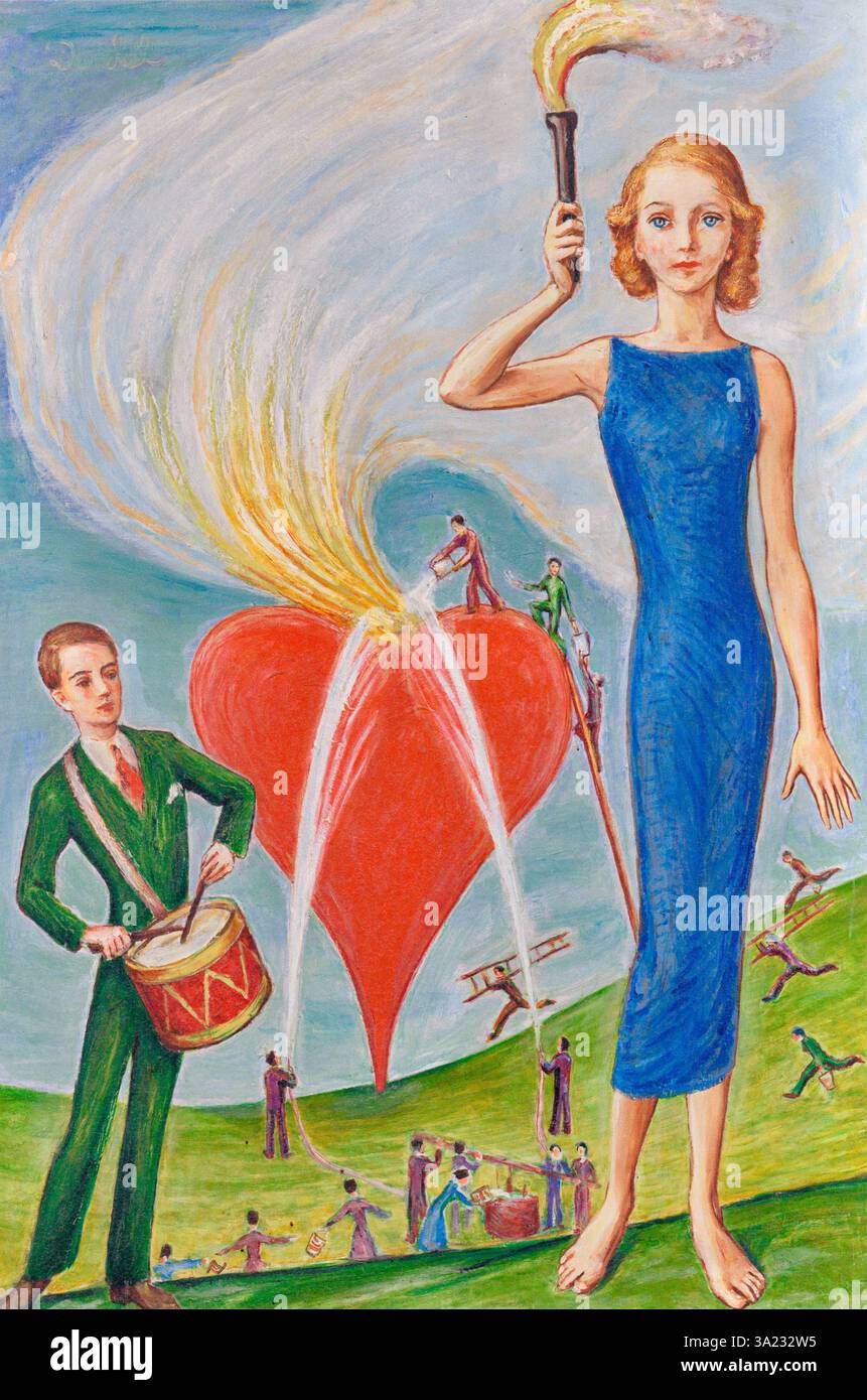 Nils Dardel - Ein Herz in Flammen - 1930 Stockfoto