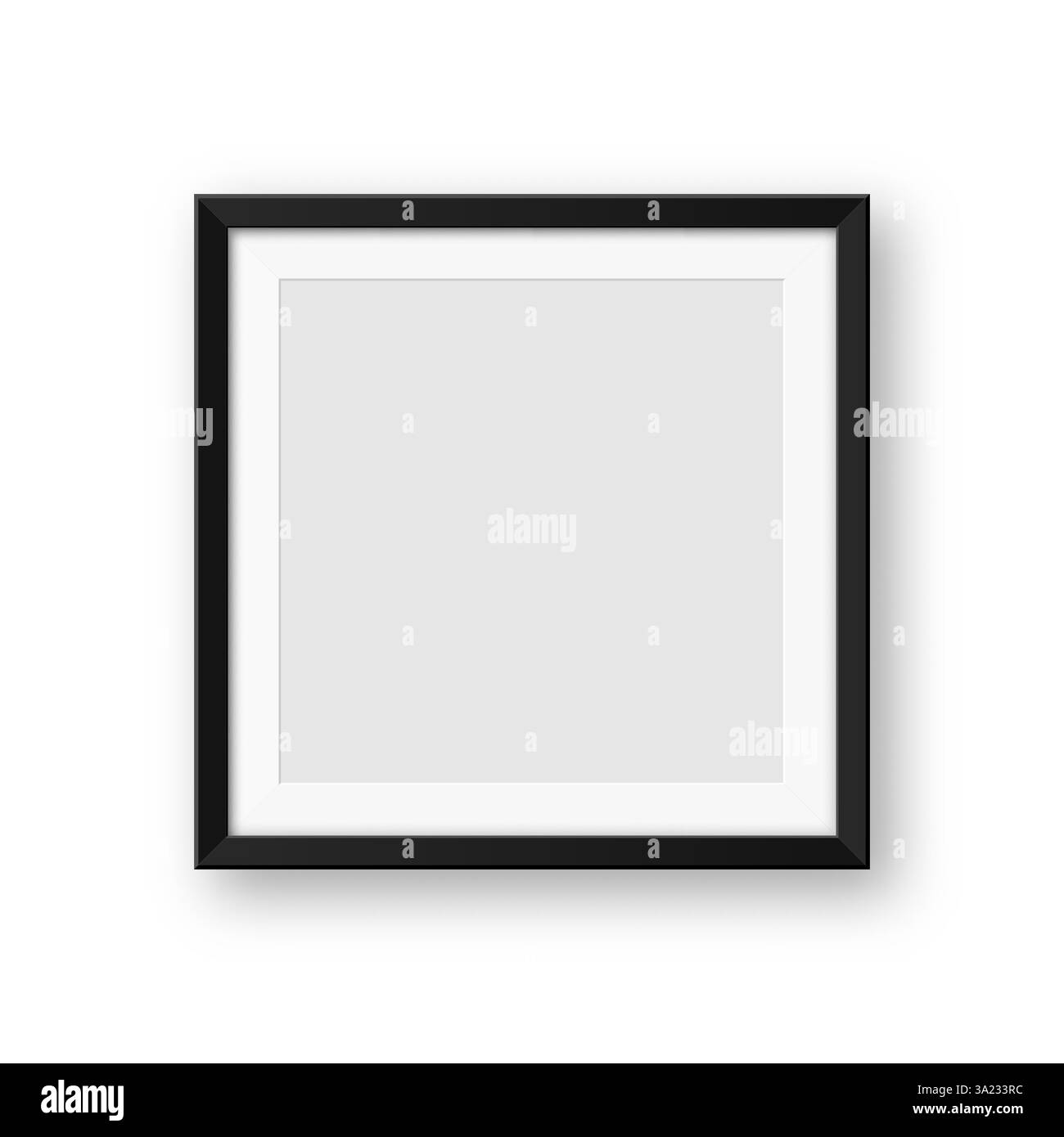 Realistische Sammlung von leeren schwarzen Bilderrahmen. Modernes Postermockup für Kunstwerke, Fotografien oder Werbung. Perfekt für Kunstgalerien und Innenräume Stock Vektor