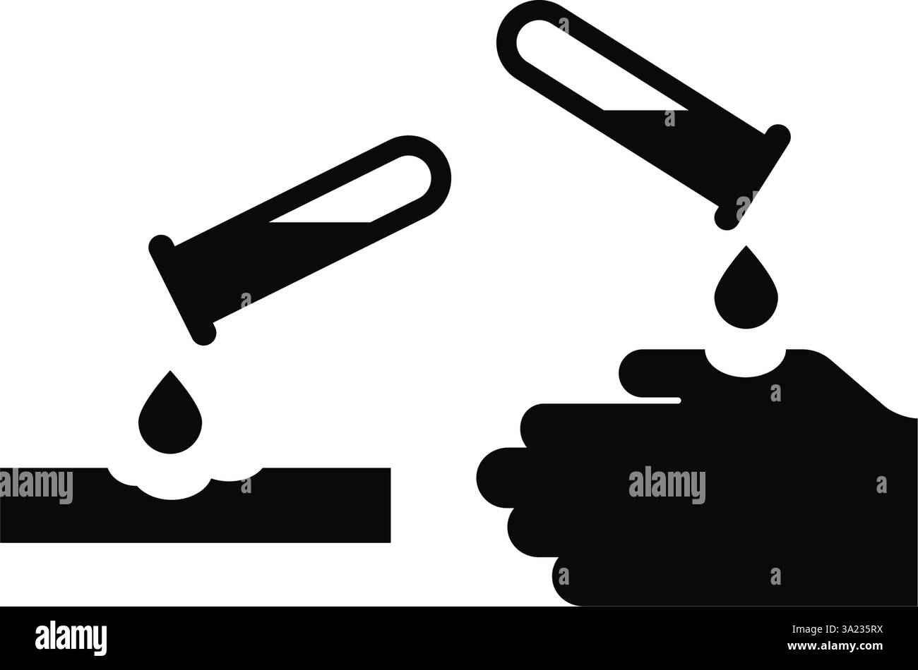 Säurewarnzeichen Vektorsymbol, Sicherheitssymbol für ätzende Substanzen Stock Vektor