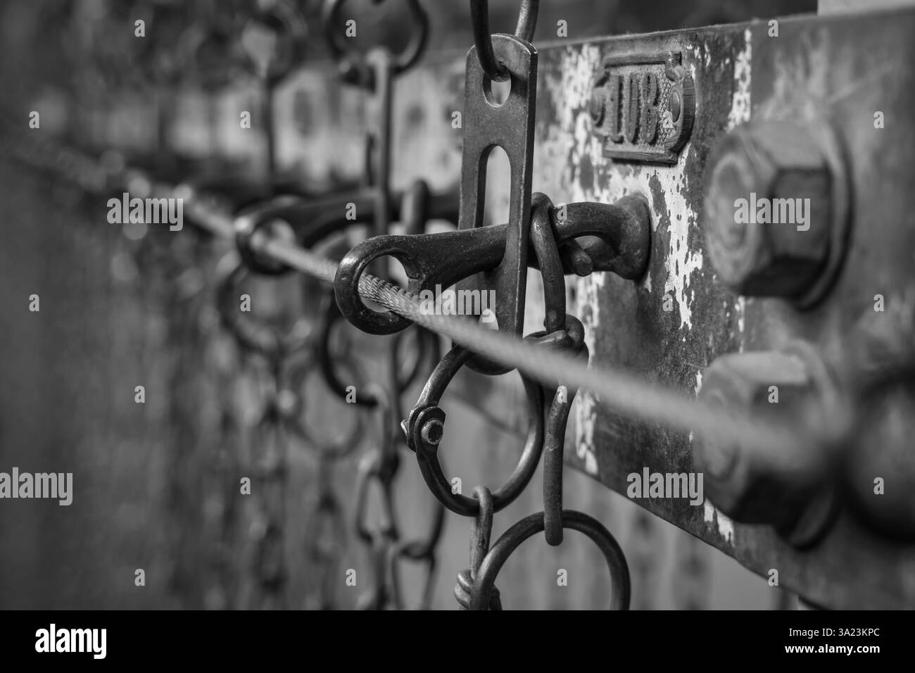 Detail in der Umkleidekabine eines alten Bergbaustandorts Stockfoto