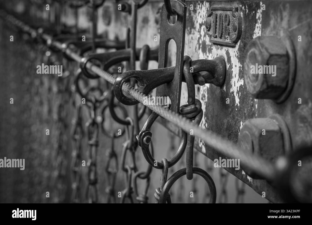 Detail in der Umkleidekabine eines alten Bergbaustandorts Stockfoto