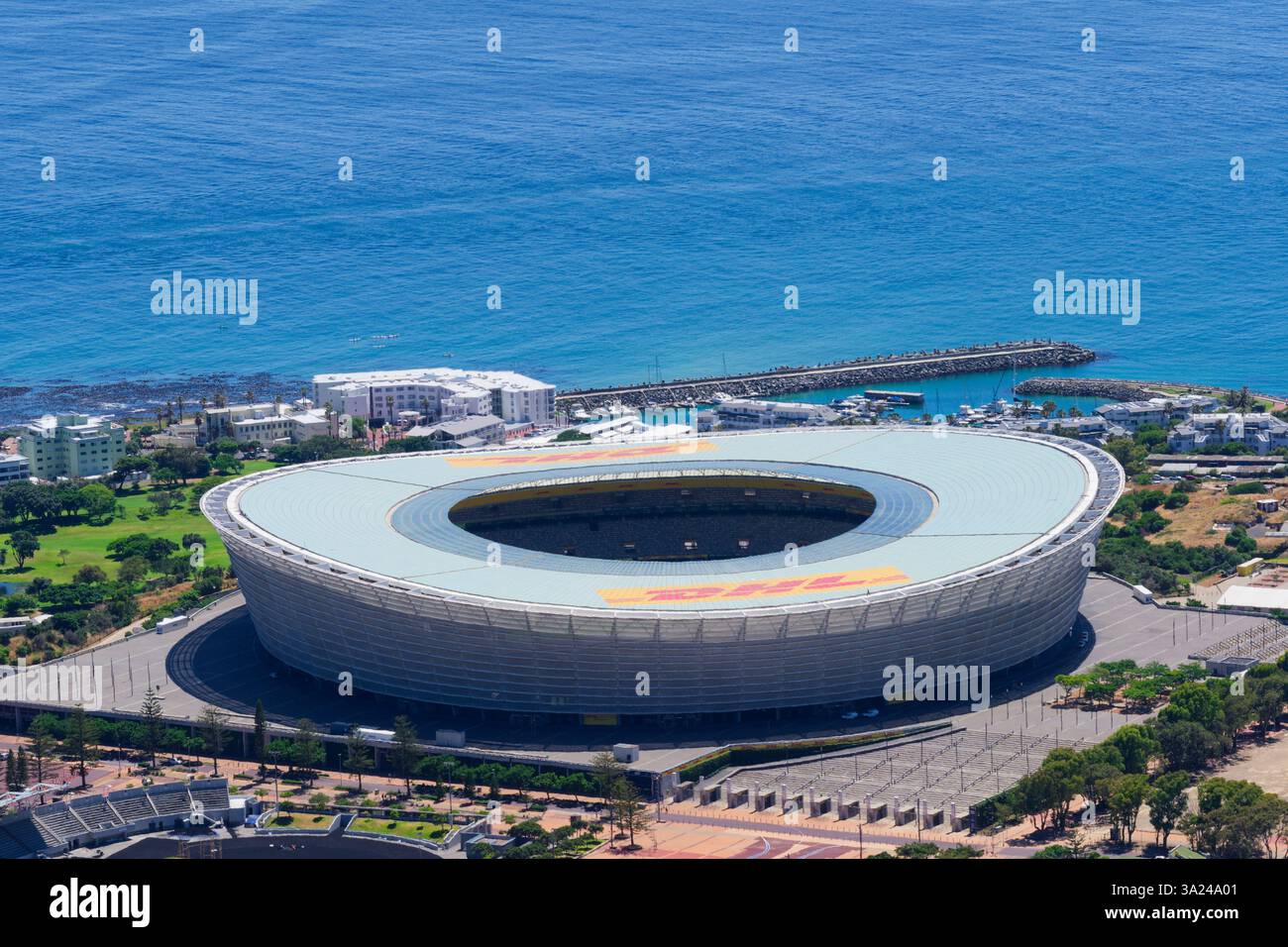 Blick vom Signal Hill auf das Fußballstadion der FIFA Fussball-Weltmeisterschaft 2010, Kapstadt, Südafrika, Afrika Stockfoto