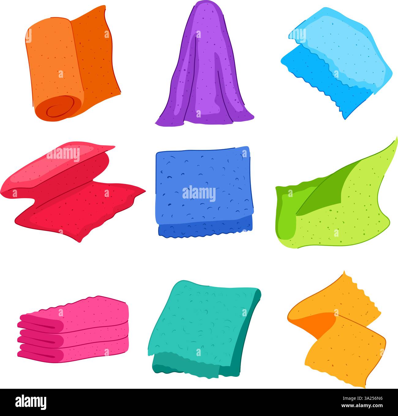 Mikrofaser Handtuch Set Cartoon Vektor Illustration Stock Vektor