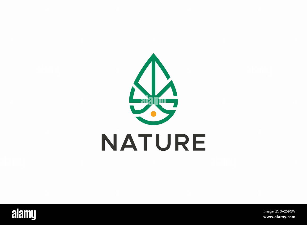 Natürliches Wassertropfen und Blatt abstraktes Zeichen Symbol Logo minimalistisches Konzept Markenidentität Stock Vektor