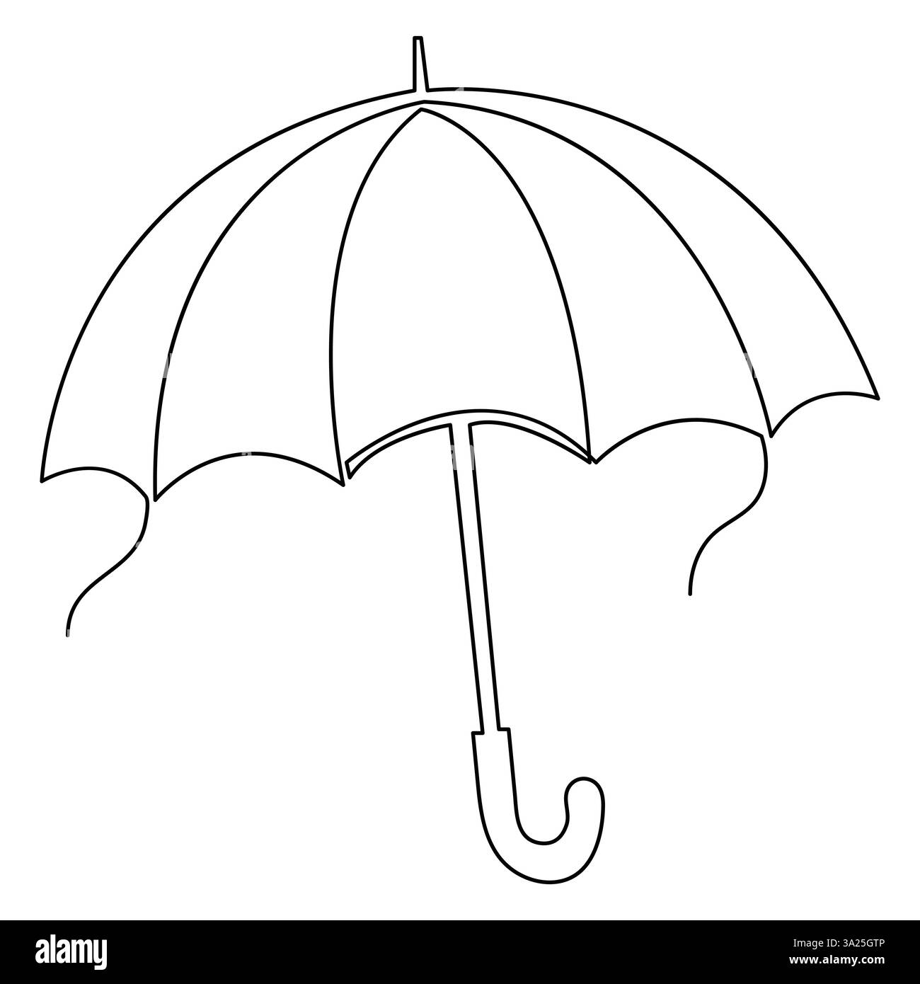 Durchgehende einzeilige Kunstzeichnung von Doodle-Regenschirm-Umrissvektor-Kunstskizze Stock Vektor