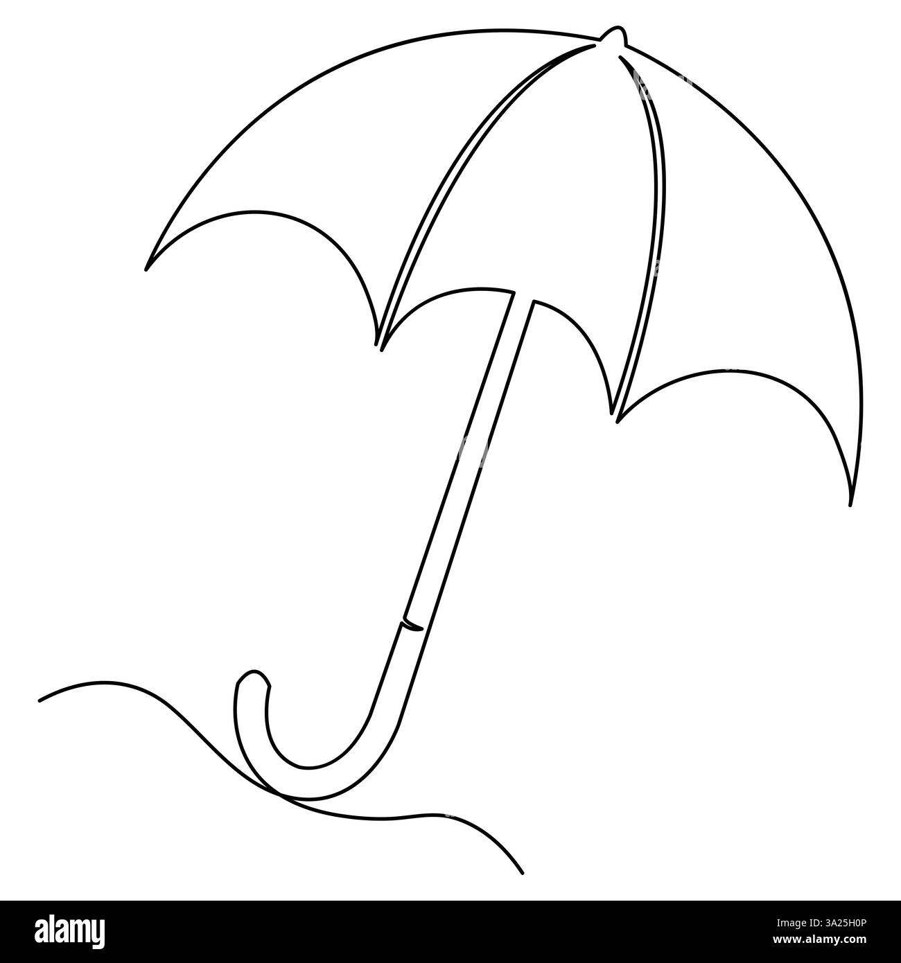 Durchgehende einzeilige Kunstzeichnung von Doodle-Regenschirm-Umrissvektor-Kunstskizze Stock Vektor