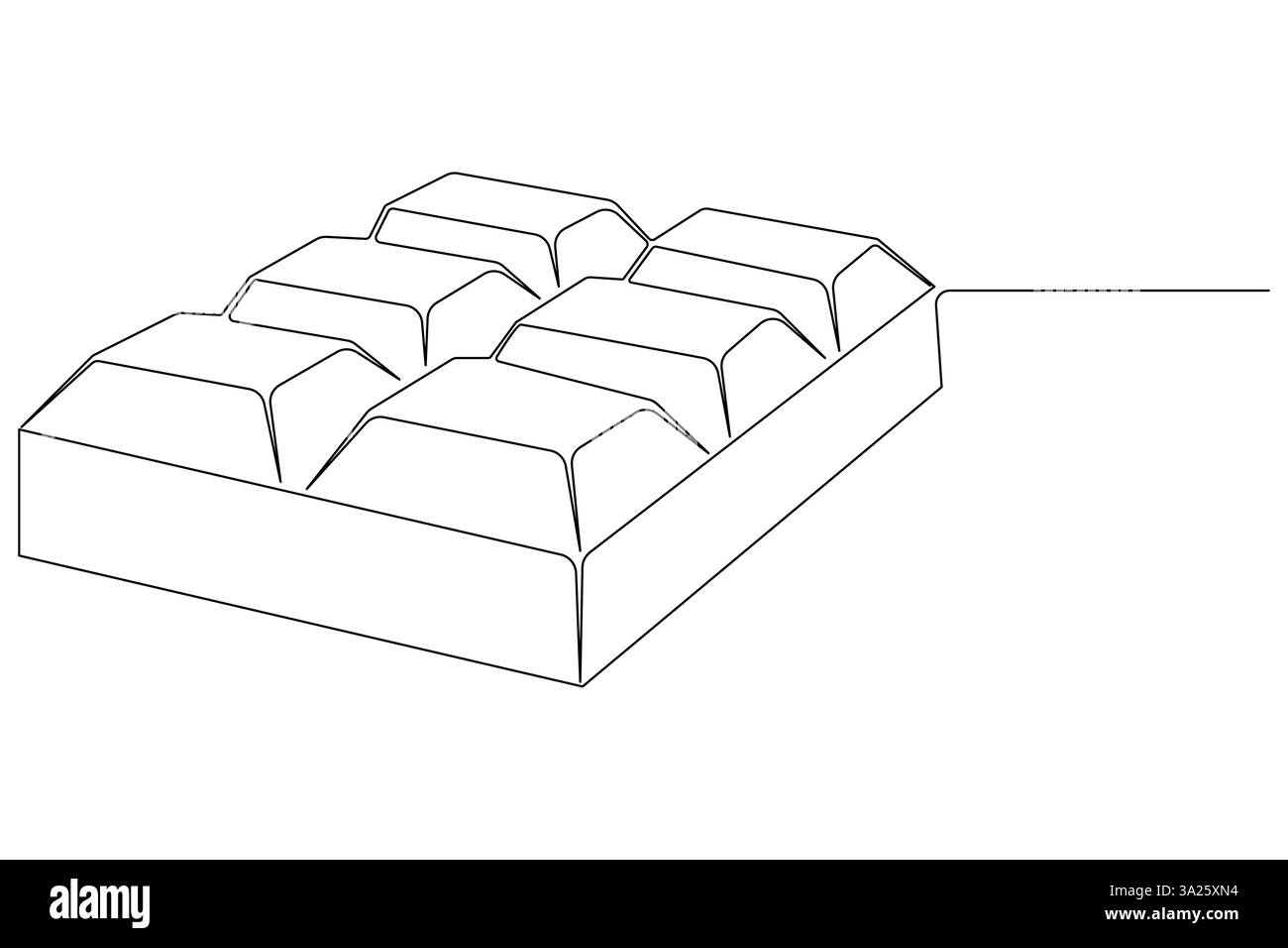 Durchgehende einzeilige Zeichnung der Schokoladenriegel, süße Süßigkeiten handgezeichnete Vektor-Illustration Stock Vektor