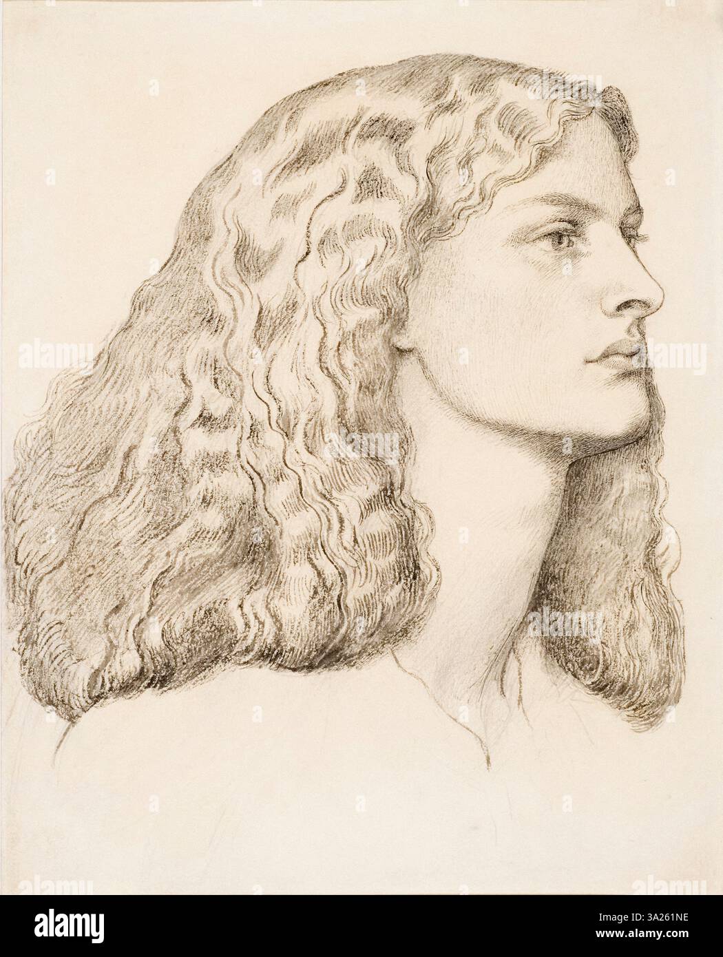 Dante Gabriel Rossetti, Porträt von Annie Miller, Zeichnung in Bleistift und Tusche mit Pinsel und Bodycolor, um 1860 Stockfoto