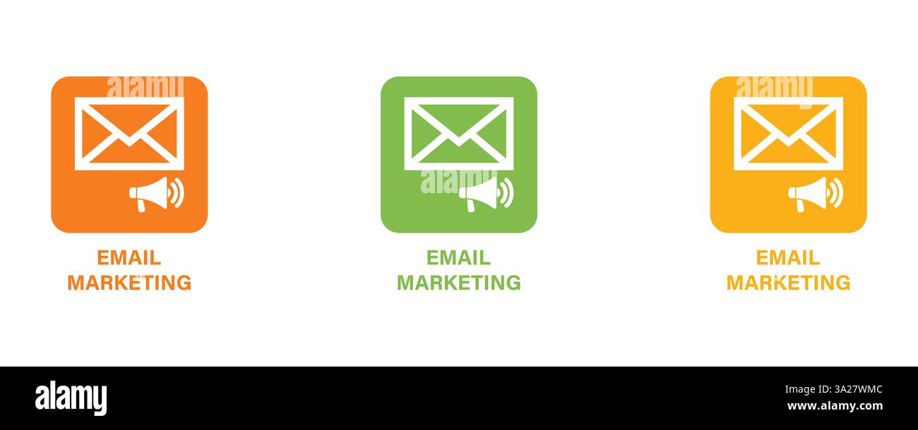 E-Mail-Marketing-Symbolgruppe, Verbindungssymbole. Symbolgruppe „Kontakt“. Kontakt- und Kommunikationssymbole. Stock Vektor