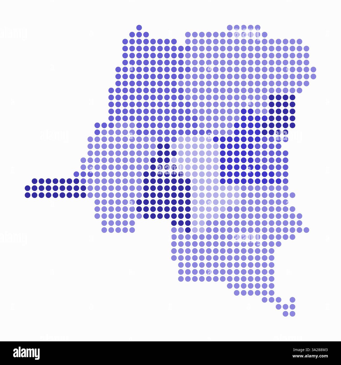 Demokratische Republik Kongo gepunktete Karte. Digitale Landkarte des Landes auf weißem Hintergrund. Stock Vektor