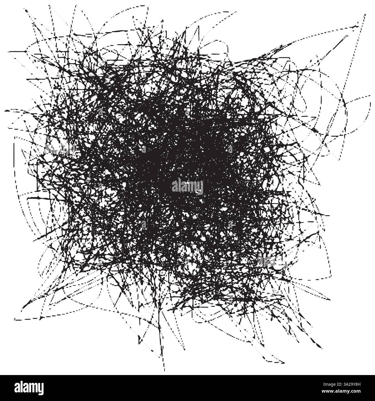 Abstrakte dynamische Schraffur Schraffur Grunge Zeichnungstextur, schneidendes Tintenraster mit Linien, Rauschen und Konturen Netz gerader paralleler Linien, Stock Vektor