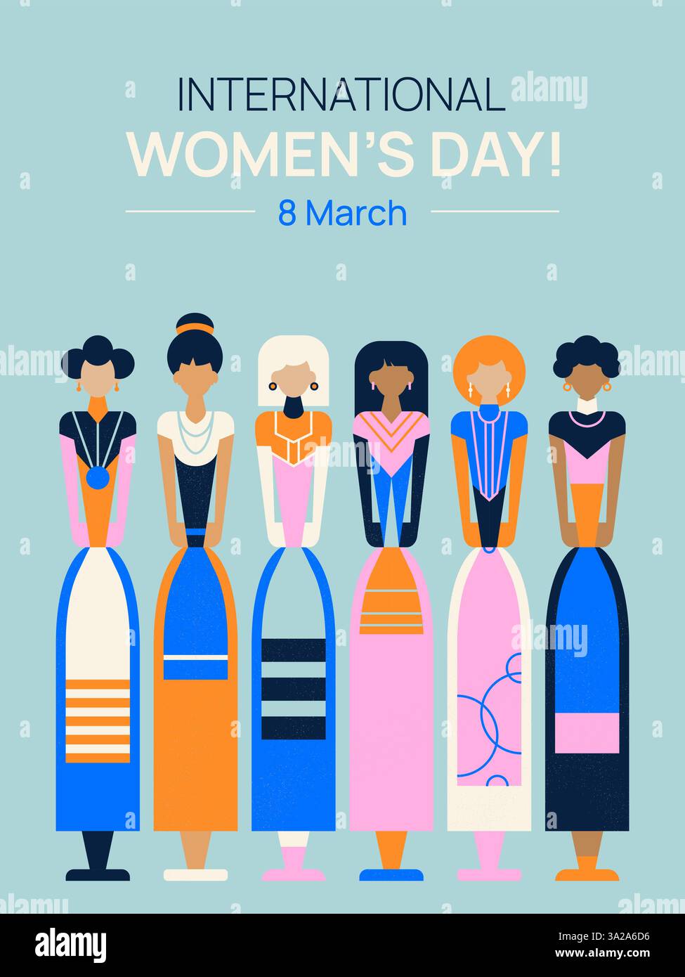 Postkarte Zum Internationalen Frauentag Stock Vektor