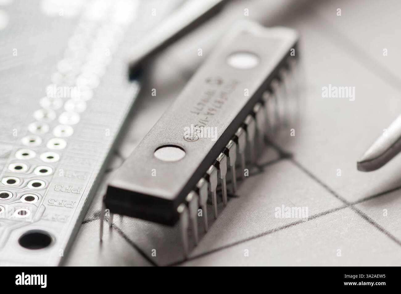 Weißer Hintergrund für Programmierungsboardin Stockfoto