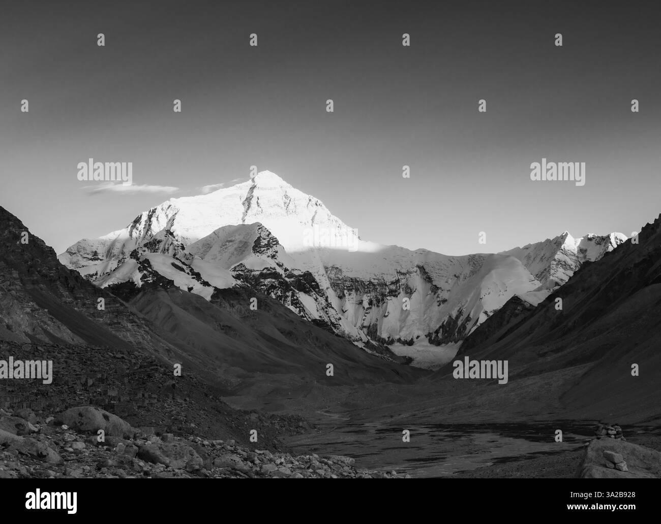 Mount Everest bei Sonnenuntergang, Tibet, China Kopierraum Stockfoto