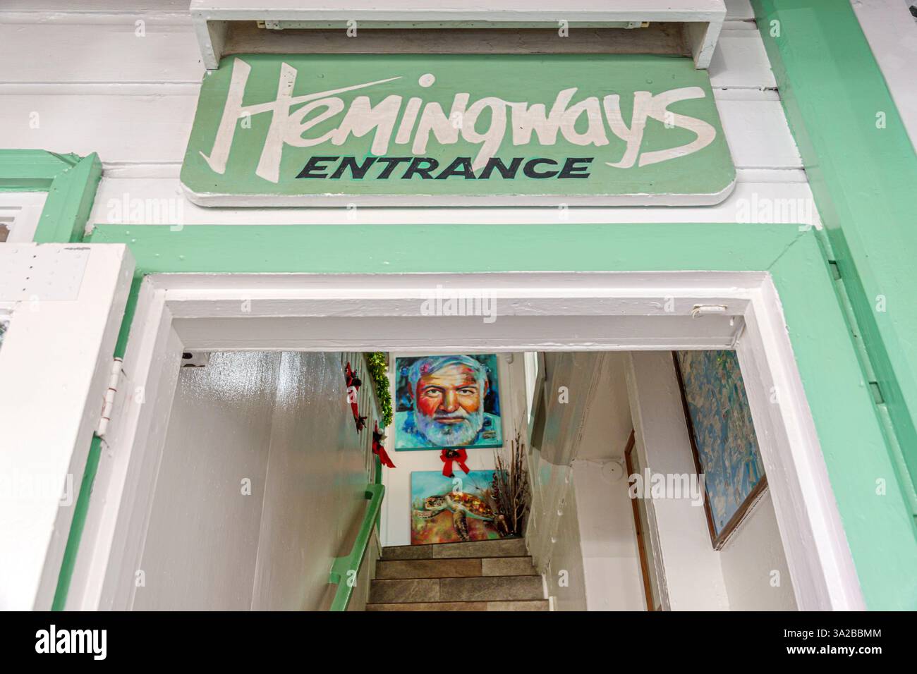 St. John's Antigua und Barbuda, St. Mary's Street, Eingang Hemingway's Caribbean Cafe, Restaurant, karibische Küche, lokales Restaurant, zwangloses Dining, foo Stockfoto