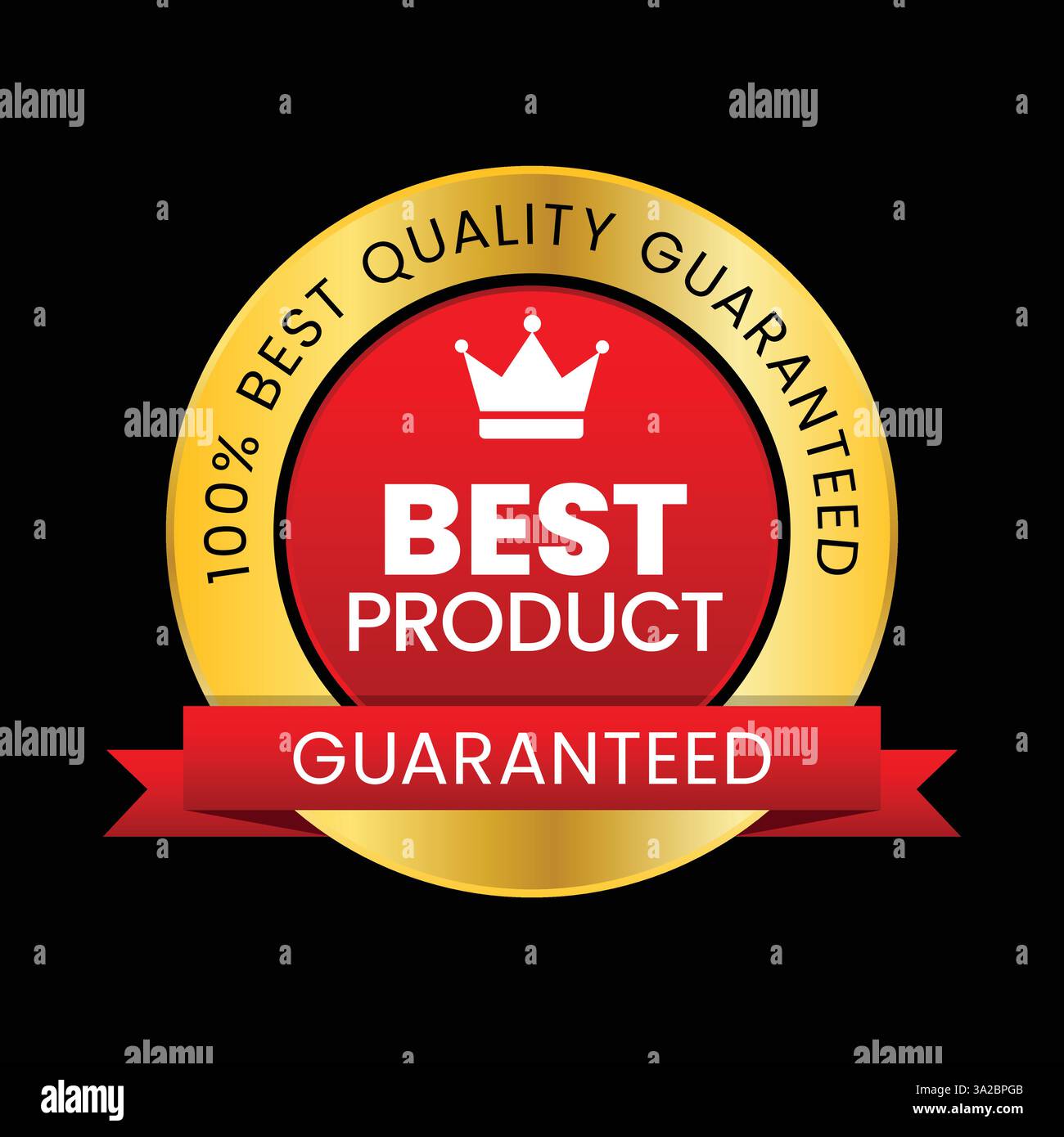Aufkleber Bestseller Set isoliert Premium Qualität in Gold und Rot perfekt für Marke Bestseller Produkt Stock Vektor