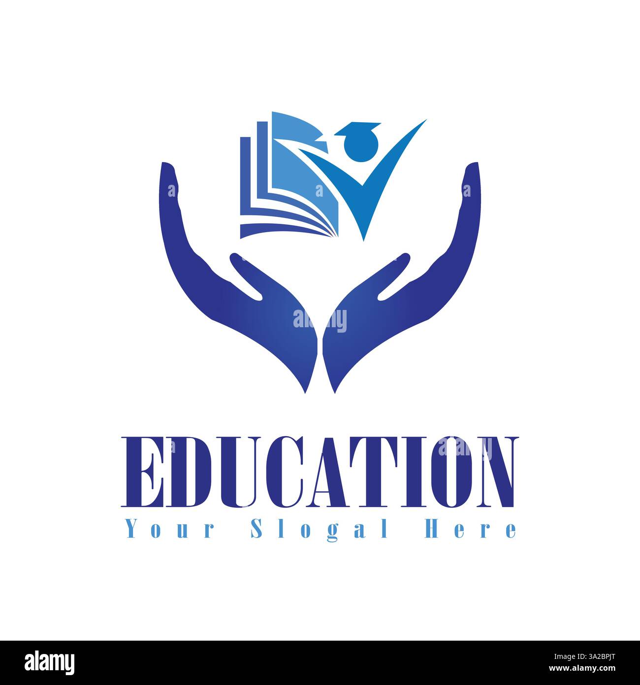 Bildungs-Logo mit Buch und Stift Stock Vektor
