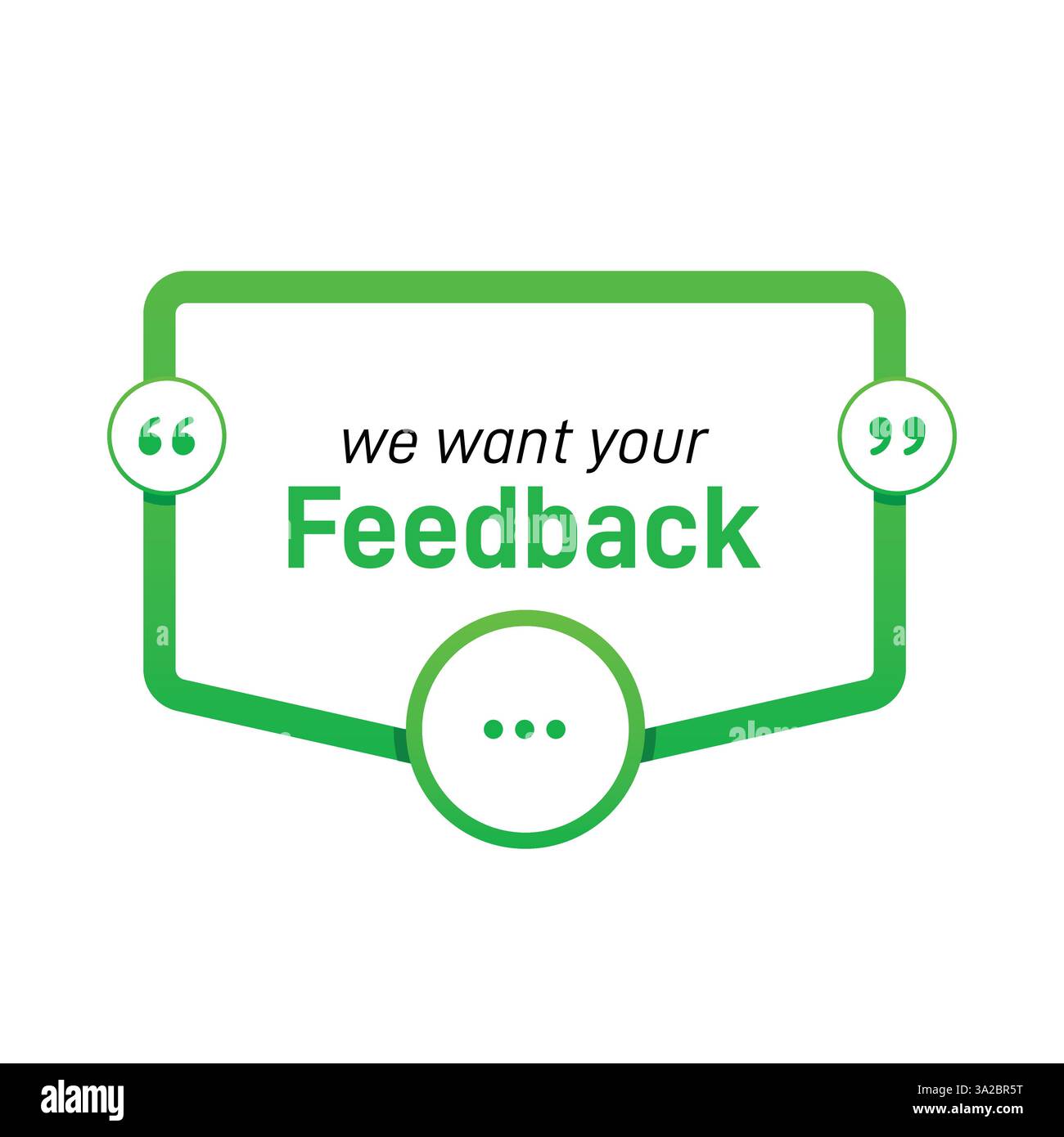 Vektor, wir möchten Ihr Feedback in grünem Design Stock Vektor