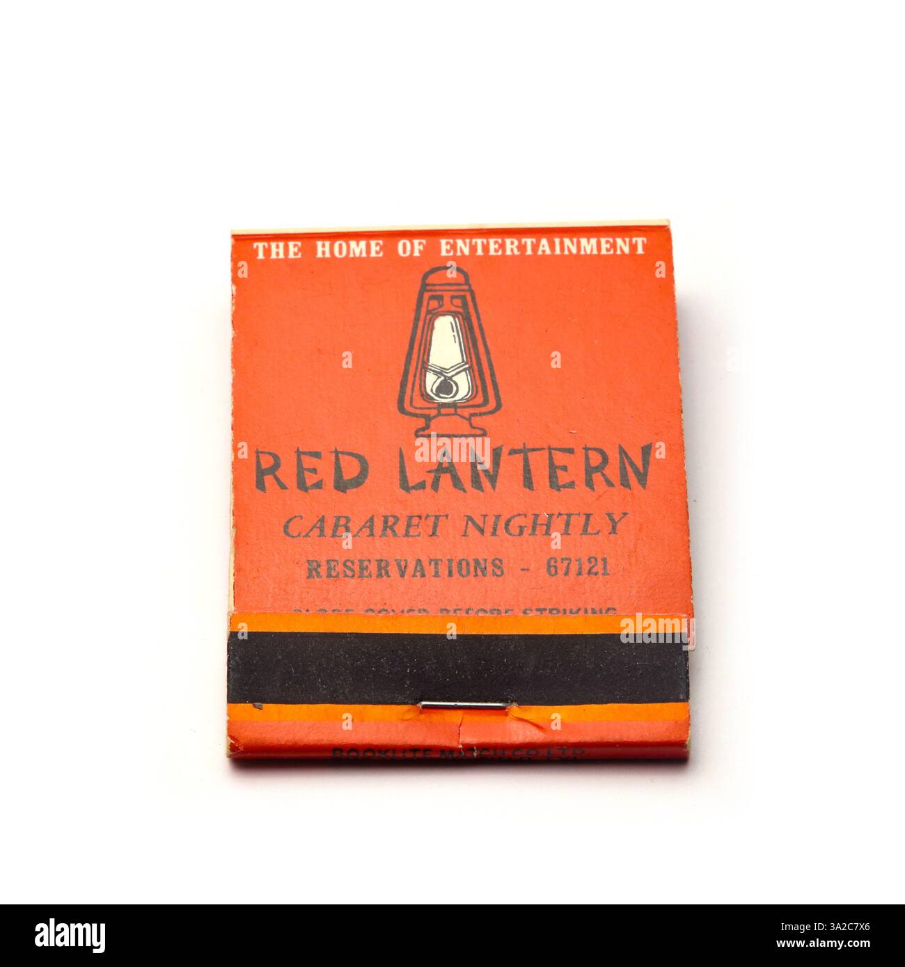 Rote Laterne, 1960er Jahre altes Streichholzbuch Stockfoto