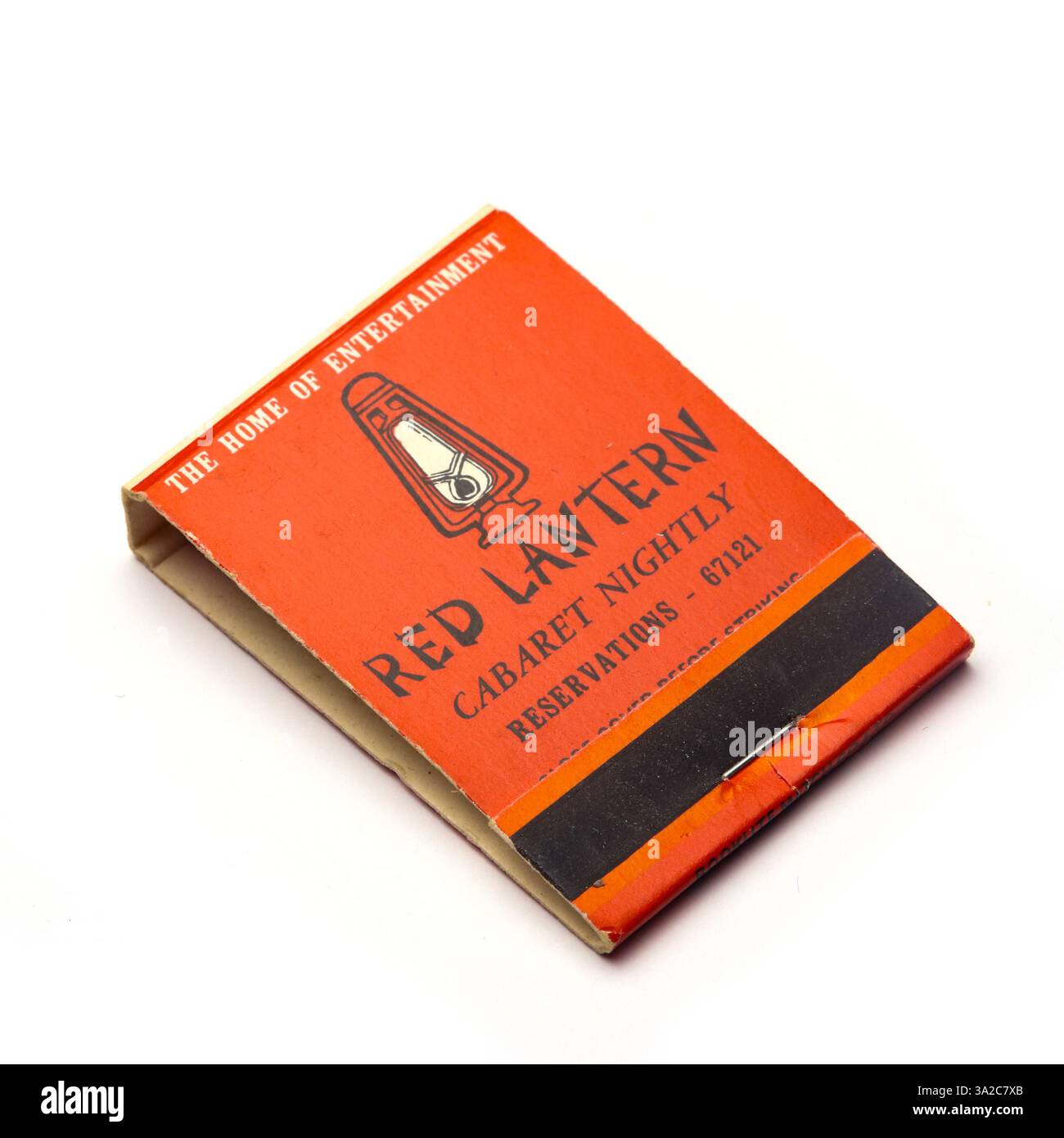 Rote Laterne, 1960er Jahre altes Streichholzbuch Stockfoto