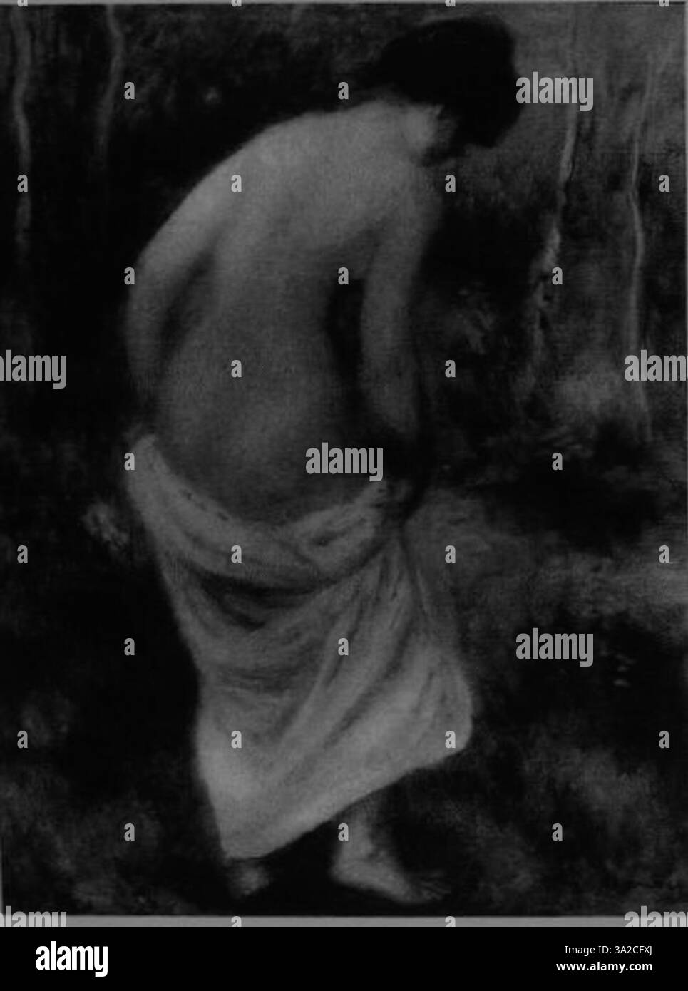 In Renoir 2461 setzt der Künstler Licht und Farbe ein, um eine harmonische Szene zu schaffen. Die Komposition spiegelt den typischen Stil von Renoir wider, das tägliche Leben mit einem Schwerpunkt auf natürlicher Schönheit und emotionaler Wärme zu porträtieren. Stockfoto