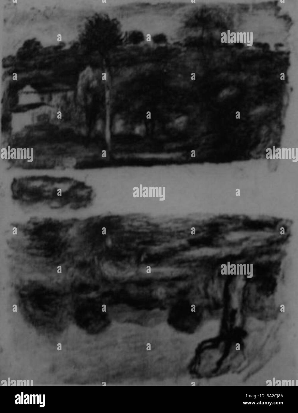 Renoir’ Gemälde aus dem Jahr 1874 zeigt menschliche Figuren, die in einem dynamischen, sozialen Umfeld festgehalten werden. Die Verwendung fließender Pinselarbeiten und lebendiger Farben vermittelt die Bewegung und Energie der Szene und betont die Verbindungen zwischen Individuen. Stockfoto