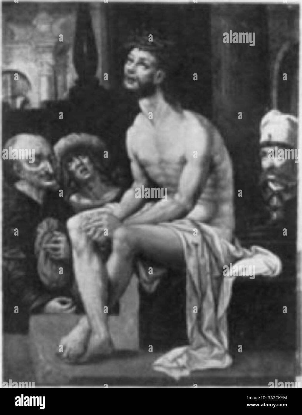 Diese Arbeit von Gossart und Orley veranschaulicht ihre Beherrschung des Realismus der nördlichen Renaissance. Die Figuren sind mit realistischen Texturen und Schattierungen versehen, und die Verwendung von Licht verbessert die natürlichen Proportionen der Motive. Stockfoto