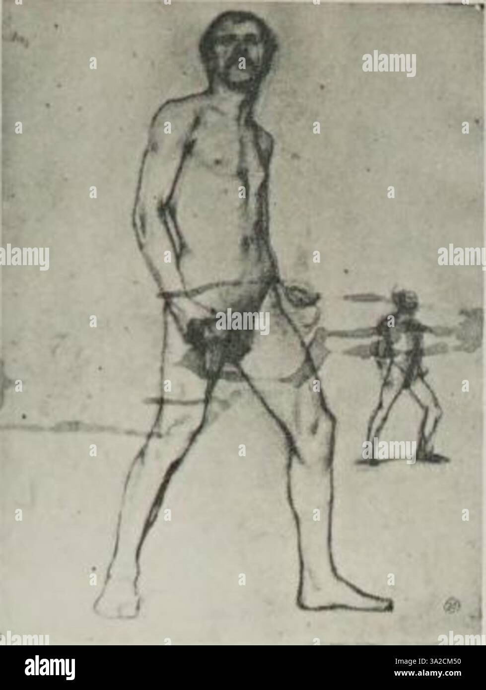 In „D2453“ fängt Toulouse-Lautrec das emotionale Gewicht seines Motivs durch scharfe Kontraste von Licht und Schatten ein. Stockfoto