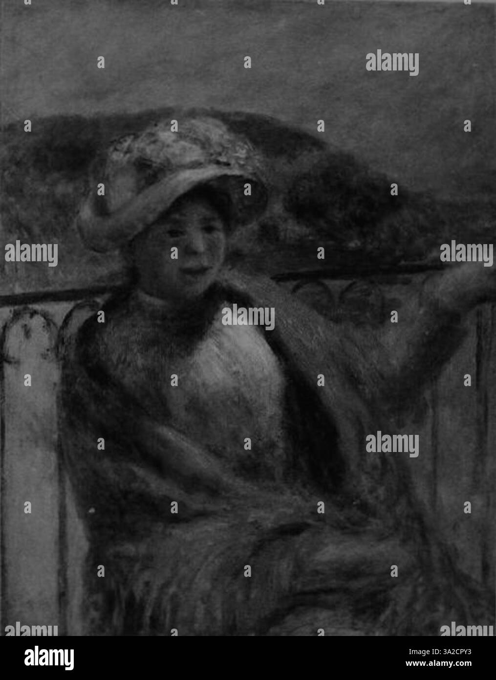 Dieses Porträt von Pierre-Auguste Renoir verwendet warme Töne und lebendige Farben, um ein Gefühl von Intimität und Emotionen zu wecken. Seine charakteristischen Pinselstriche und sein impressionistischer Stil spiegeln die Persönlichkeit und Stimmung des Motivs wider. Stockfoto