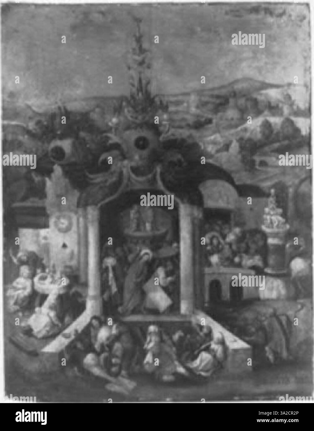 Geertgen tot Sint Jans und Jerome Bosch veranschaulichen ein religiöses Thema mit detaillierten Figuren und reichen Symbolismus, die den spirituellen Kontext der Szene betonen. Stockfoto