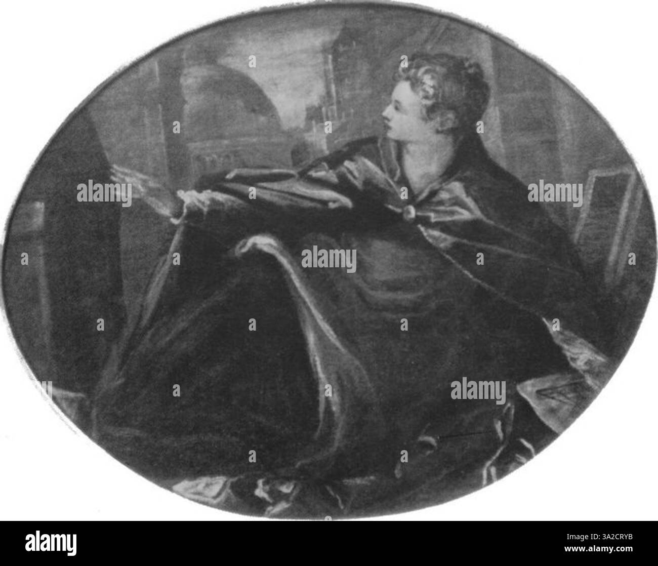 Jacopo Tintorettos Kunstwerk aus dem 16. Jahrhundert zeigt seine dynamische Raumnutzung und dramatische Kontraste. Die kraftvolle Komposition, kombiniert mit den komplizierten Details und lebendigen Ausdrucksformen der Figuren, spiegelt seinen unverkennbaren Ansatz wider, intensive Momente aus religiösen und historischen Erzählungen darzustellen. Stockfoto