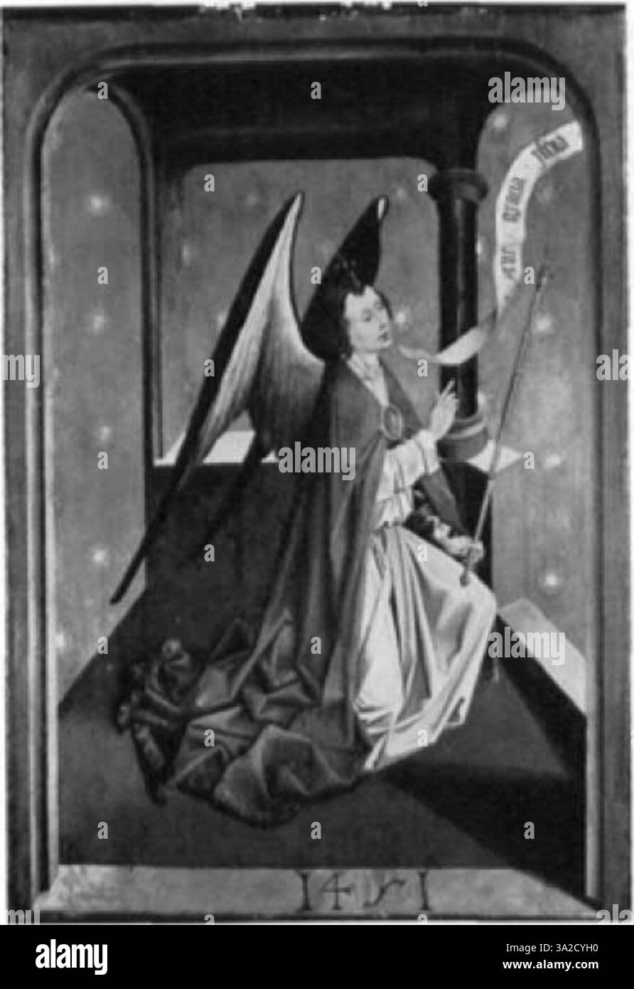 Das Gemälde stellt eine biblische Szene dar, in der Figuren sorgfältig gerendert werden, um eine tiefe emotionale Reaktion hervorzurufen. Licht wird geschickt eingesetzt, um die spirituelle Atmosphäre zu verbessern. Stockfoto