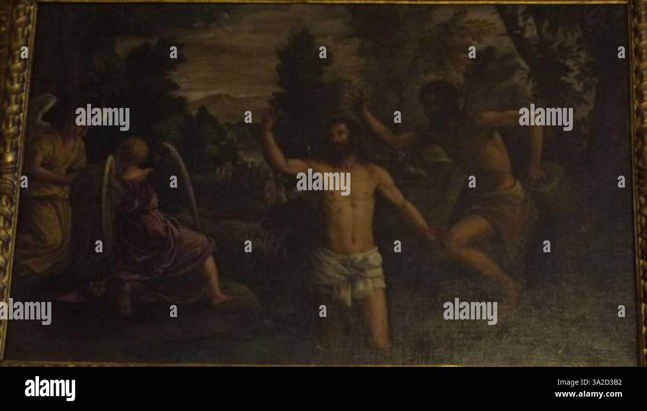 In diesem Werk verwendet Paolo Veronese seinen charakteristischen Stil, um eine lebendige, farbenfrohe Darstellung historischer oder religiöser Themen zu kreieren, die seine Beherrschung der venezianischen Renaissance-Techniken demonstriert. Stockfoto